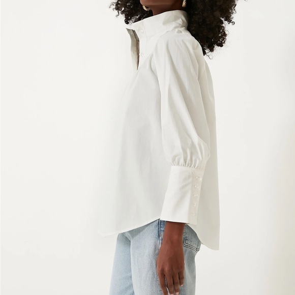 White Poplin Corrigan Blouse - Picture 3 of 10
